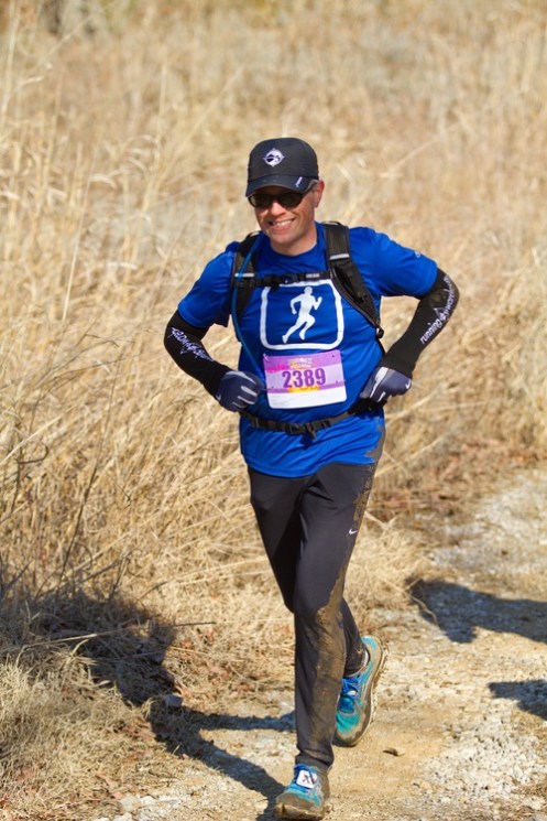 Bill running the Post Oak Challenge 25k trail race March 2013